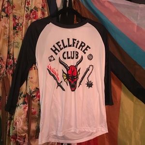 Hellfire club raglan style 3/4 length shirt